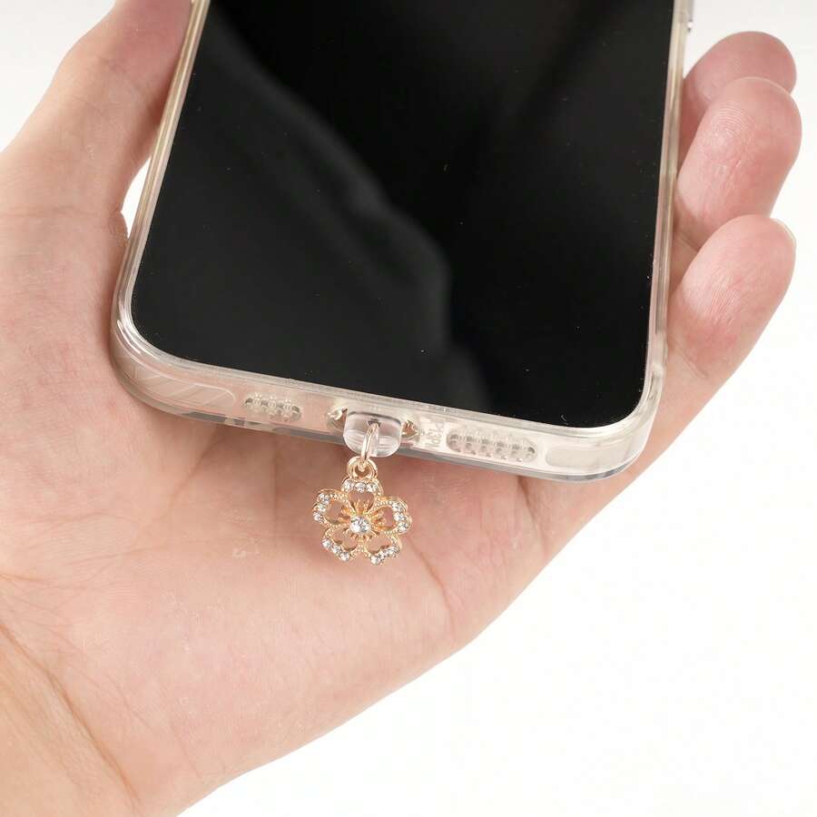 1pc Elegant Flower Decor Dust Plug/Charm, Suitable For IPhone/Type-C Charging Port