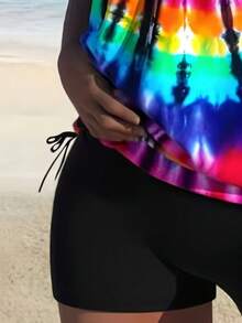 Bộ 2 món đồ bơi thời trang nữ, cúp ngực đầy đủ, dây đeo mảnh có thể điều chỉnh, hở lưng, quần bơi in họa tiết, thanh lịch và gợi cảm, phong cách nghỉ dưỡng Hawaii, thích hợp cho kỳ nghỉ hè trên bãi biển. - Nhiều màu - Xem 5