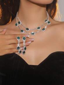 2 Pieces/Set Of Exquisite And Gorgeous Rhinestone Necklaces, Earrings And Jewelry Sets - Suitable For Women's Daily Wear, Weddings, Parties, Etc.