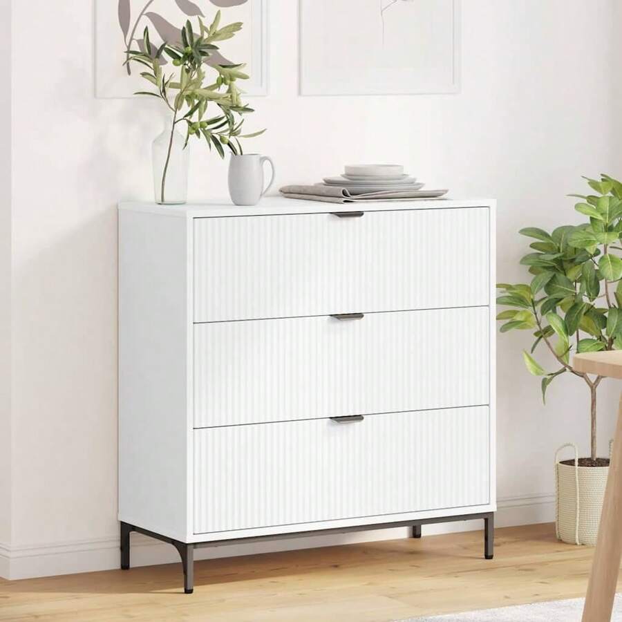 vidaXL Sideboard Mit Schubladen Weiß 79,5 X 33 X 82 Cm Holzwerkstoff - Weiss - Übersicht 1