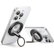 Soporte Magntico para Celular con Anillo, Innovador Soporte Metlico Bidireccional, Magnetico Holder Compatible con Todos los telfonos, Stand para Accesorios para 16 15 14 13 - plateado - Ver 2