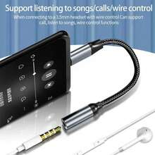 1 pieza Adaptador de auriculares 2 en 1, Cable convertidor de audio, de 3.5 mm a Tipo-C/Apple Lightning, compatible con adaptador de audowei - Gris - Ver 11