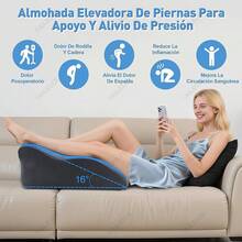 Almohada Para Piernas 2 en 1, Reposacabezas Extraíble, Almohadas Ortopédicas Antireflujo, Cuña Para Cama Adulto, Alivia La Hinchazón, Mejora Circulación, Para Descanso, Recuperación Y Embarazadas - gris - Ver 9