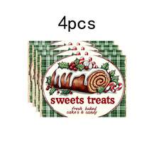 1pc/4pcs/6pcs/100pcs Christmas White Oval Label With Sweets Treat Pattern Placemats - Machine Washable Rectangular Polyester Table Protectors, Restaurant Decoration Insulation Mats, Party Supplies, Holiday Gifts - Multicolor - View 14