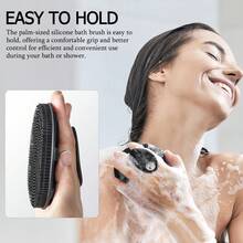 Soft Silicone Body Scrubber Shower Brush Handheld Cleansing Skin Brush, Gentle Exfoliating And Lather Well (Black/Pink) - màu đen - Xem 3