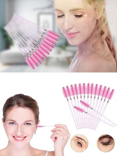50pcs/100pcs Crystal Handle Eyelash Brushes, Various Fairy Colors Available, Suitable For Party, Date, Commute, All Seasons, Crystal Handle, Solid Eyelash Curler, Convenient For Business Events, Graduation Ceremonies, Travel, Makeup Brush Beauty Tool