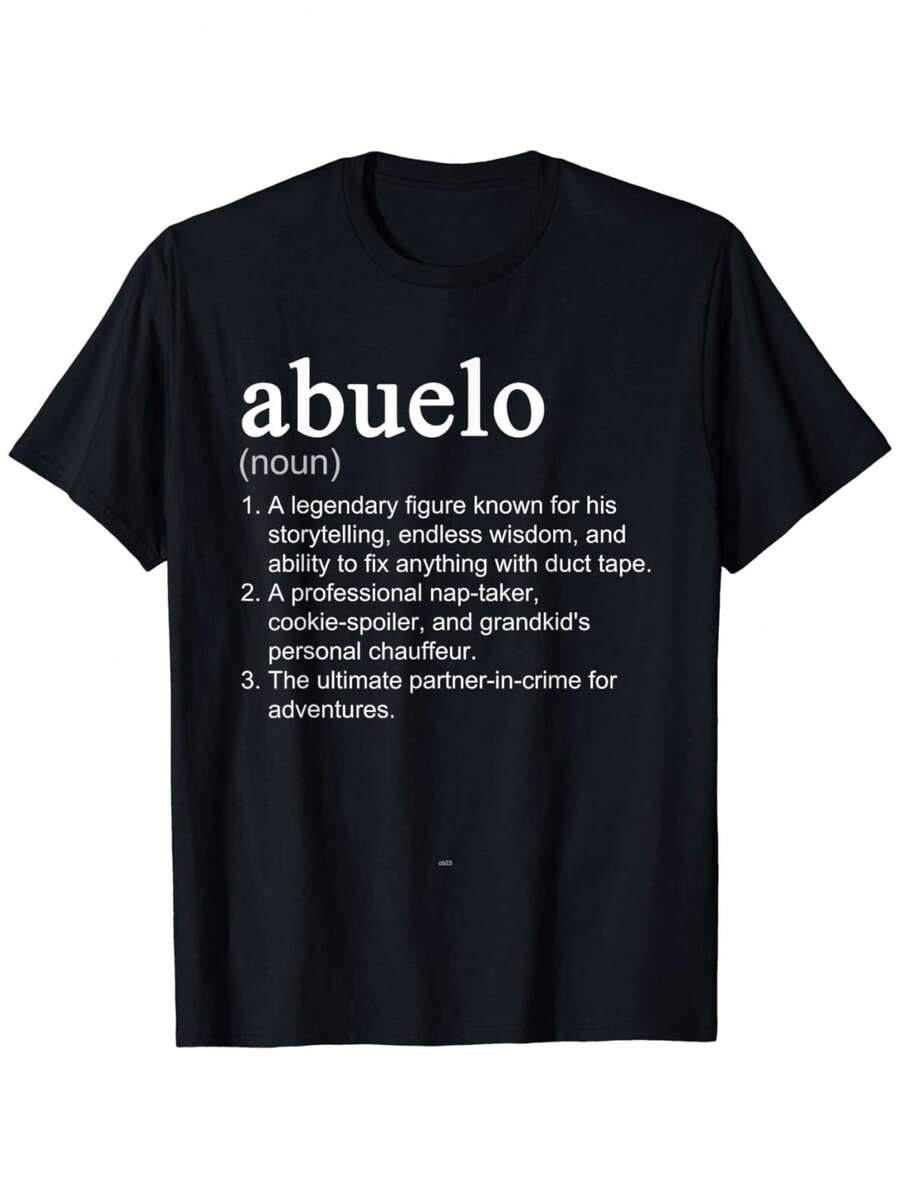 T-Shirt à Manches Courtes En Coton, Definition Amusante Et Cool De "Abuelo" Pour Hommes - Black - View 1