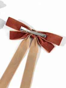 1pc Women's Solid Color Velvet Minimalist Bow Hair Clip, Suitable For Everyday Wear, Cute Accessories, Claw Clips