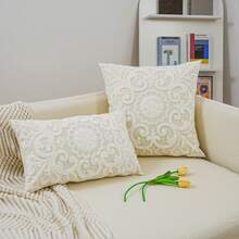 1pc Mandala Flower Exquisite Embroidery Cushion Cover, Various Sizes, Pillow Core Not Included, Suitable For Multiple Rooms