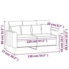 vidaXL 2-Sitzer-Sofa Dunkelgrau 120 Cm Samt - Grau - Übersicht 8