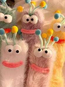 1 双青少年纯色羊毛休闲袜，尺码 38-43，可爱毛绒保暖袜，适合女孩室内/室外秋冬