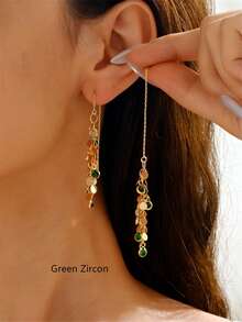 2 chiếc khuyên tai hình lá Zirconia thời trang và đa năng dành cho nữ, thích hợp cho hàng ngày, tiệc tùng, hẹn hò - Nhiều màu - Xem 15