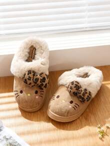 Sanrio Hello Kitty Warm Fuzzy Women's Plush Slippers With EVA Insole, Lightweight Cozy Indoor Outdoor House Slippers For Winter, Furry Slippers, Fluffy Slippers - 卡其色 - 查看 7