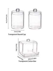 Caja de almacenamiento transparente para el baño, 4 paquetes de cajas de almacenamiento para el baño con tapa, soporte cuadrado pequeño para hisopos, diseño apilable, perfecto para almacenar hilo dental, sales de baño, bolas, etc.