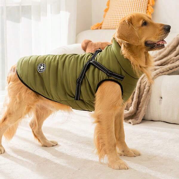 Large Dog Cotton Padded Vest, Autumn/Winter Pet Clothes For Golden Retriever, Samoyed, Labrador, Shepherd And Other Large Breed Dogs