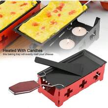 Cheese Pull Stretchable Non-Stick, Cheese Rotating Baking Tray Iron Metal Baking Tray Accessories, Cheese Melter - Baking Tray + Red Stove + Spatula - Red - View 8