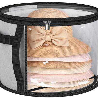 Oversized Clear Hat Storage Bag, Holds Up To 7 Caps Cowboy Hat Organizer For Closet, Wide Brims Hat Case With Carrying Handles