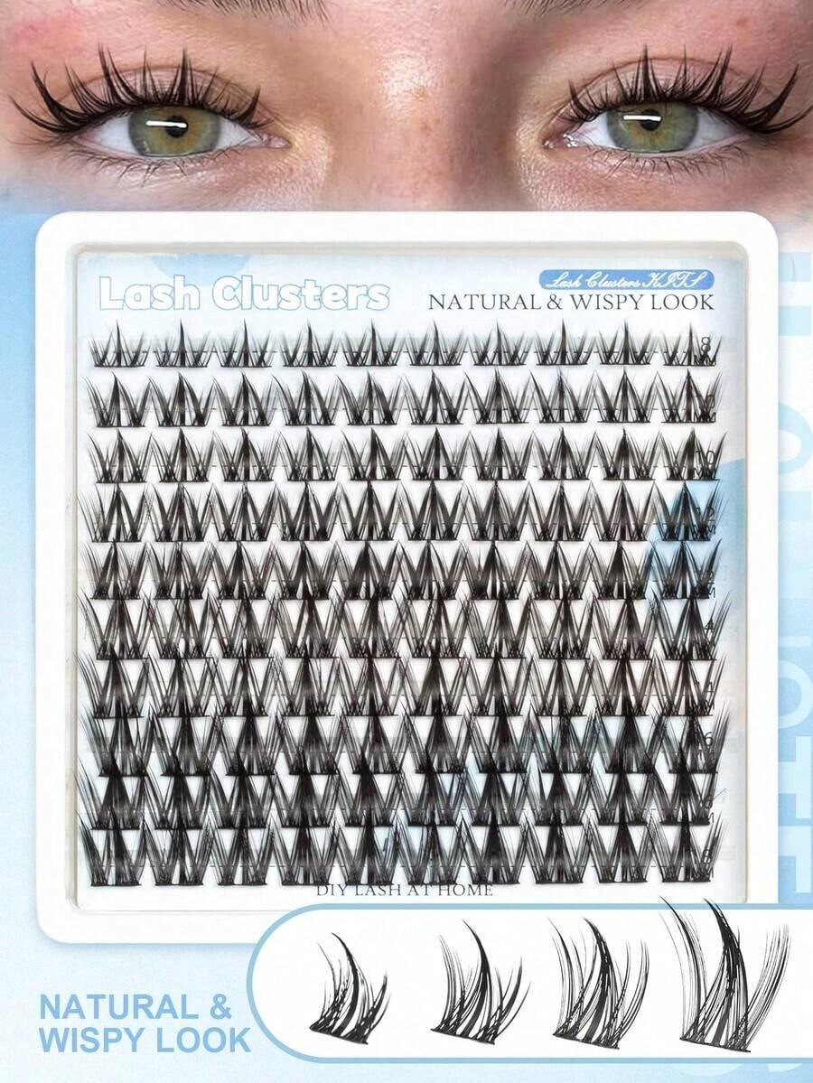 10-16mm CC Curl Lightweight & Fluttery Natural-Looking Eyelash Clusters, Cartoon Style, 100pcs Single Lash Clusters, Multi-Purpose DIY Eyelash Extension, Easy For Beginners, Great Gift For Women & Girls - D - View 1