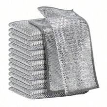 10/5pcs Magic Cleaning Cloth Thickened Double -Sided Metal Steel Wire Rags Kitchen Dish Pot Washdishing Cloths Towel Clean Tools - Bạc - Xem 9