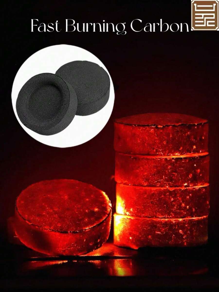 100块速燃木炭，适用于燃烧香、阿拉伯香料、木炭，无烟，可用于家庭燃烧、烧烤、室内壁炉、户外露营和泡茶。 - 1Kg - 查看 1