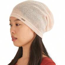 Hombres Peso Ligero Verano Beanie - Mujeres Transpirable Slouchy Baggy Knit Hat, Beige, Talla nica - inicial - Ver 2