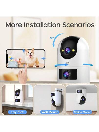 JOOAN 1PC Professional Dual Verlichting Security Camera, Sleek Zwart Outdoor IP66 Rating, 360° Pan/Tilt, Human Tracking, 5X Digital Zoom, Instant Alerts, Perfect Holiday Preparation view 8