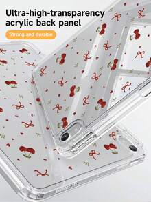 Cute Red Cherry Pattern Tablet Case Compatible With IPad Air 11-Inch M3 2025 / M2 2024, IPad Air 5th Generation 2022 , IPad (A16) 11 Inch 11th Generation 2025,Compatible With Samsung Galaxy Tab,Kindle Paperwhite 12th Gen 2024, Clear Back ,Fashion Pattern Protective Case,Automatic Sleep And Wake-Up Function, Airbag Protection, Suitable For Gifts And Office Use - Multicolor - View 6