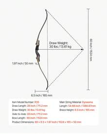 Recurve Bow And Arrows Kit, 60 Inch Wooden Takedown Bows, Right Handed Ergonomic Archery Recurve Bow Package, Longbow For Outdoor Target Training Practice Hunting, Beginners To Advanced, 30 Lbs - 60 Inch - View 7