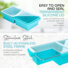 Silicone Freezer Tray With Lid-Soup Freezer Container Molds-2-Cup Extra Large Ice Cube Tray-Makes 4 Perfect 500ml Portions Cubes, For Freezing Soup,Stews,Sauces.Oven&Dishwasher-(2-Pack),24824143 - Màu xanh Bạc hà - Xem 2
