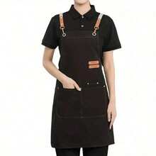 1pc Thickened Canvas Apron,Waterproof Apron And Oil-Proof Apron With Pockets,Universal Apron For Women And Men,For Cooking Coffee Bar,Restaurant,Multipurpose Aprons Professional Kitchenwear - 彩色 - 查看 1