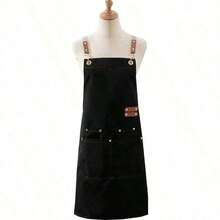 1pc Thickened Canvas Apron,Waterproof Apron And Oil-Proof Apron With Pockets,Universal Apron For Women And Men,For Cooking Coffee Bar,Restaurant,Multipurpose Aprons Professional Kitchenwear - 彩色 - 查看 6