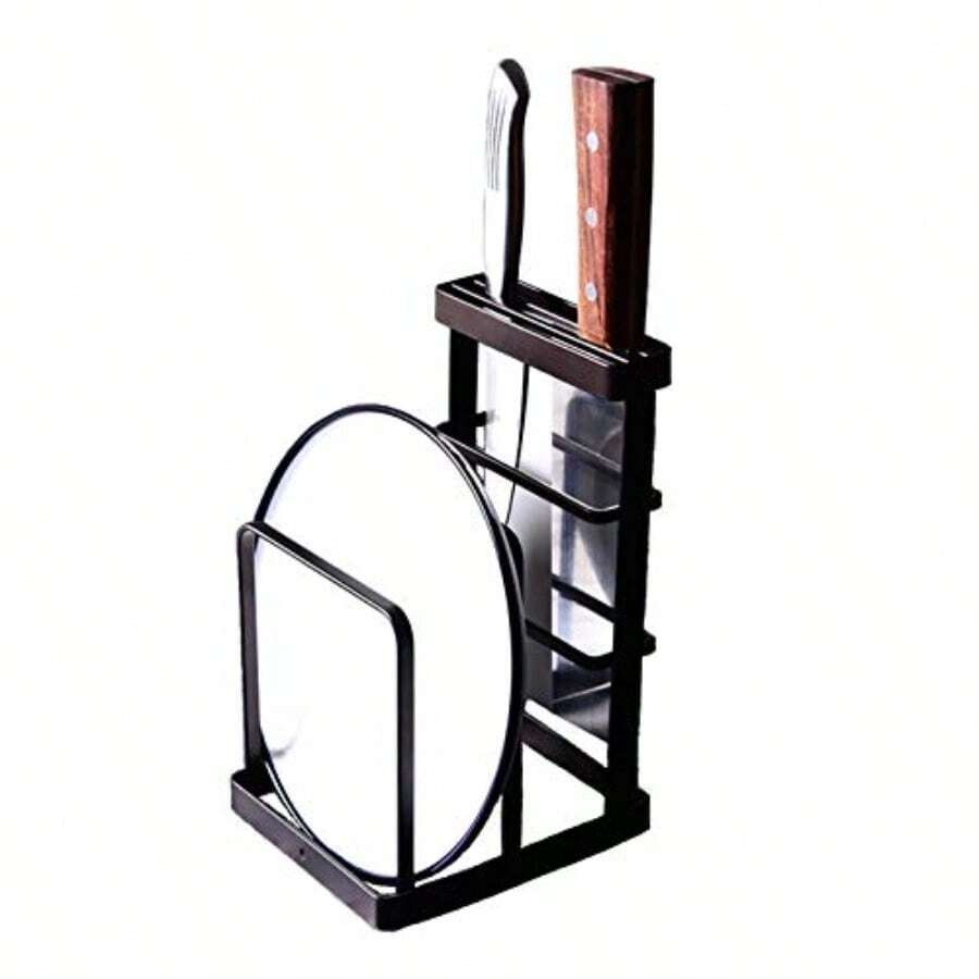 VANRA Metal Steel Cutting Board Holder Chopping Board Holder Knife Block Kitchen Organizer Pantry Bakeware Rack Pan Pot Cover Lid Rack Stand - 銅色 - 查看 1