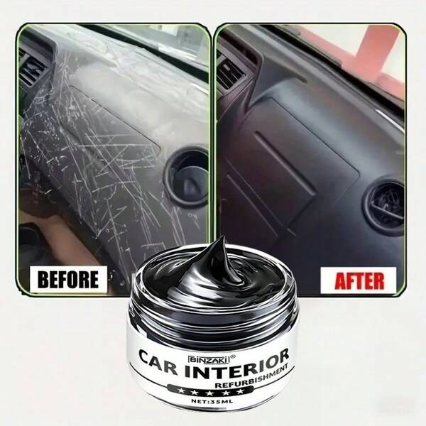 Cire de renouvellement de l'intérieur de la voiture, renouvellement des pièces en plastique, cire brillante pour le cuir, huile protectrice pour les pneus, réparation du jaunissement des véhicules noirs et revêtement en nanocristaux - Élimine efficacement les rayures