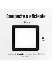 Luminária LED Embutir Quadrada 18W 6500K Preto Fosco - Preto - Visão 5