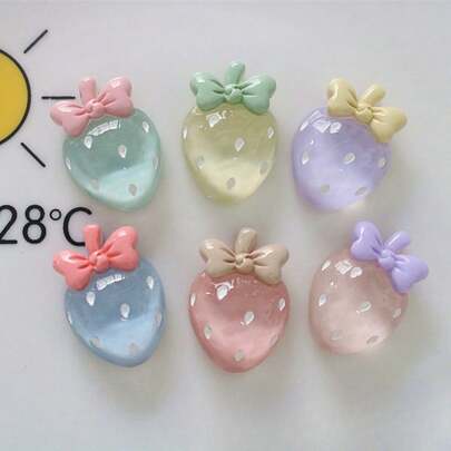 6pcs Transparent Strawberry Fridge Magnets, Cartoon Fridge Magnets, Kawaii Fridge Magnets, Whiteboard Magnetic Stickers, Decorative Fridge Magnets, Cute Office & Kitchen Magnets, Kitchen Supplies, Home Decor, Kitchen Decor, Exquisite Gifts