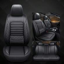 5-Seat Car Seat Covers, Breathable PU Leather With Lumbar Support, 360° Full Wrap Around, Universal For All Seasons