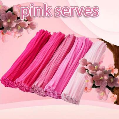 520pcs Pink Pipe Cleaners Craft Chenille Stem, 5 Shades Of Pink To Choose From, High Quality Fluff Art Twists Stickes Bulk Craft Supplies Pipe Cleaners Bulk Fuzzy Sticks For DIY Art And Craft Projects Home Decoration (PInk Series)Craft Supplies Handmade Kit