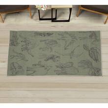 Retro Mid Century Abstract Pattern Rug On Ivory Background, Dark Orange And Reseda Green, 4' X 5' 5", Ideal For Bedroom, Dorm And Living Room - 板岩棕色 - 查看 1