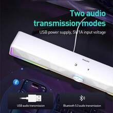 PHILIPS 适用于台式笔记本电脑的蓝牙电脑扬声器、带彩色 RGB 灯的 PC 条形音箱、带按钮音量控制的小型扬声器、适用于台式电脑和笔记本电脑的 USB 供电 - 彩色 - 查看 9