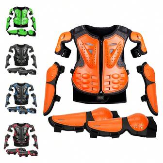 Motocross Body Armor Motorcycle Armor Suits Black Riding Back Chest Protector Motorbike Armor Anti-Fall Moto Protective Gear With Elbow Knee Pads Guards Racing Motorcycle Protection