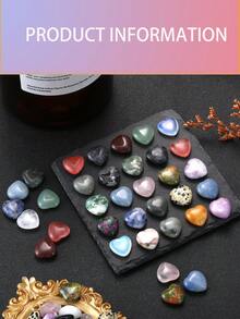 Conjunto de Cristais Naturais e Pedras de Cura a Granel, Presentes de Corações de Gemas, Pedras Preciosas, Corações de Cristal, Pedras Polidas de Bolso, Pedras de Chakra, Ametista, Quartzo Rosa, Reiki, Presentes de Natal para Mulheres e Homens 1,5 cm