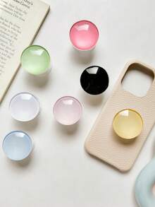 Round Glass Solid Color Phone Holder Air Cushion Stand, Minimalist Ins Style Adhesive Expandable Portable Phone Stand, Suitable For Phone Holder, Cute Round Glass Stand, Gift For Friends, Girlfriend, Christmas