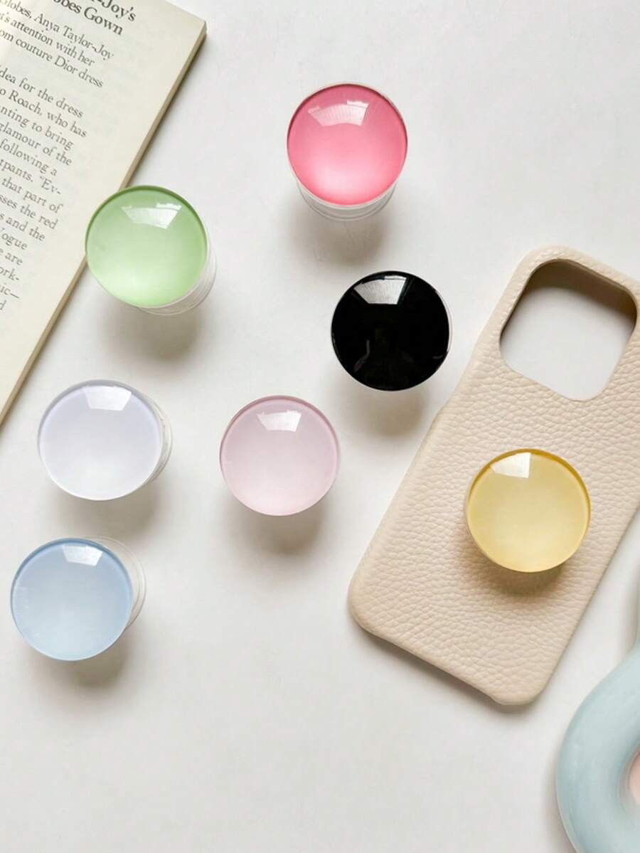 Round Glass Solid Color Phone Holder Air Cushion Stand, Minimalist Ins Style Adhesive Expandable Portable Phone Stand, Suitable For Phone Holder, Cute Round Glass Stand, Gift For Friends, Girlfriend, Christmas