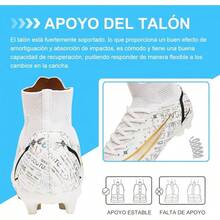 Bulamall Zapatos de Fútbol para Hombre, Profesionales Zapatillas de Deporte Adulta, Tacos de Fútbol para Entrenar al Aire Libre, Atletismo Interiores y Exteriores - Blanco-FG - Ver 4