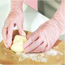 30 Stücke hellrosa Einweg-Nitrilhandschuhe, puderfrei, latexfrei, Mehrzweck-Einweghandschuhe