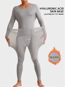 Men's Ultra-Thin Thermal Underwear Set, Seamless Self-Heating Skin-Friendly Undershirt, Autumn/Winter, Hyaluronic Acid Warm Suit, Men's Ultra-Thin Base Layer Thermal Underwear