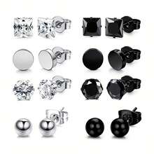 16 件简约时尚的高品质不锈钢耳环和耳环套装，适合日常佩戴、聚会、送礼，男女皆宜 - 16件耳環套裝 - 查看 11