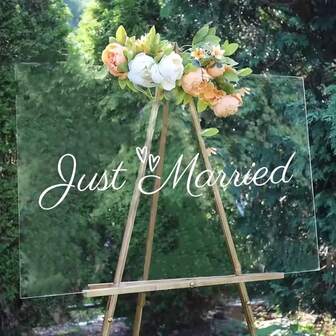 1张新婚主题乙烯基墙贴，精美动漫主题，哑光表面，自粘式，适用于玻璃及多种表面，一次性婚礼标志贴纸，房间装饰，卧室装饰，厨房装饰，家居装饰