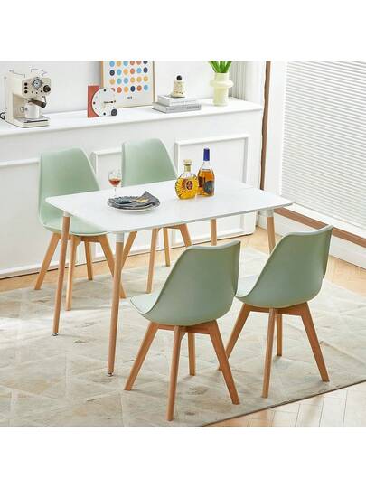 Set Of EGGREE Dining Chairs, Kitchen Chairs Wooden Legs, PU Leather Upholstered Office Moderne Gelato Groen view 4