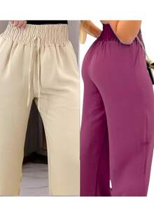 Simple Polyester Daily Pocket - Beige + Marsala - View 1